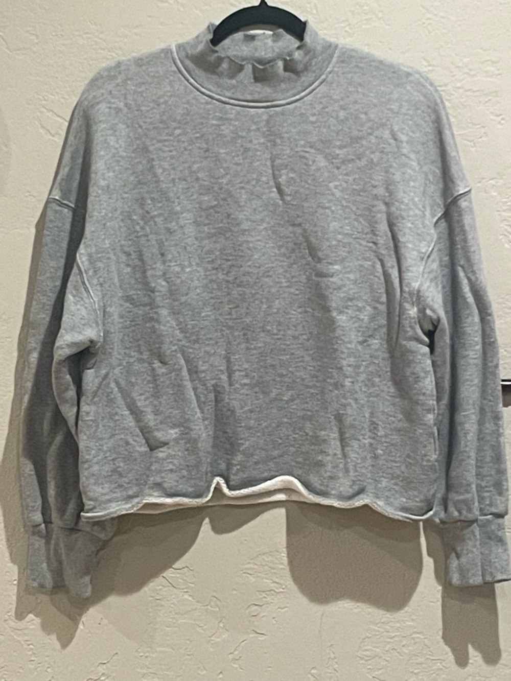 J.Crew Light Gray Women's Mock Neck Cropped Sweatshirt